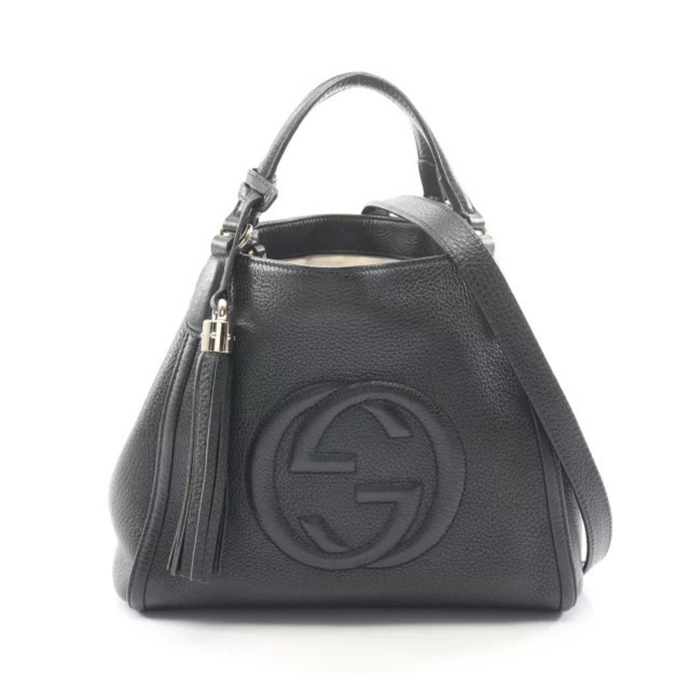 Gucci Soho Interlocking G Handbag Leather Black